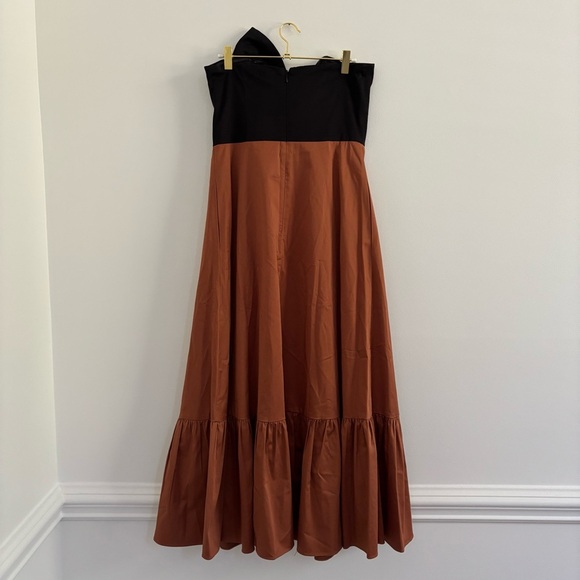 Anthropologie Hutch Bow-Tie Tiered Maxi Brown / Black Dress Sz 8 - Picture 5 of 8